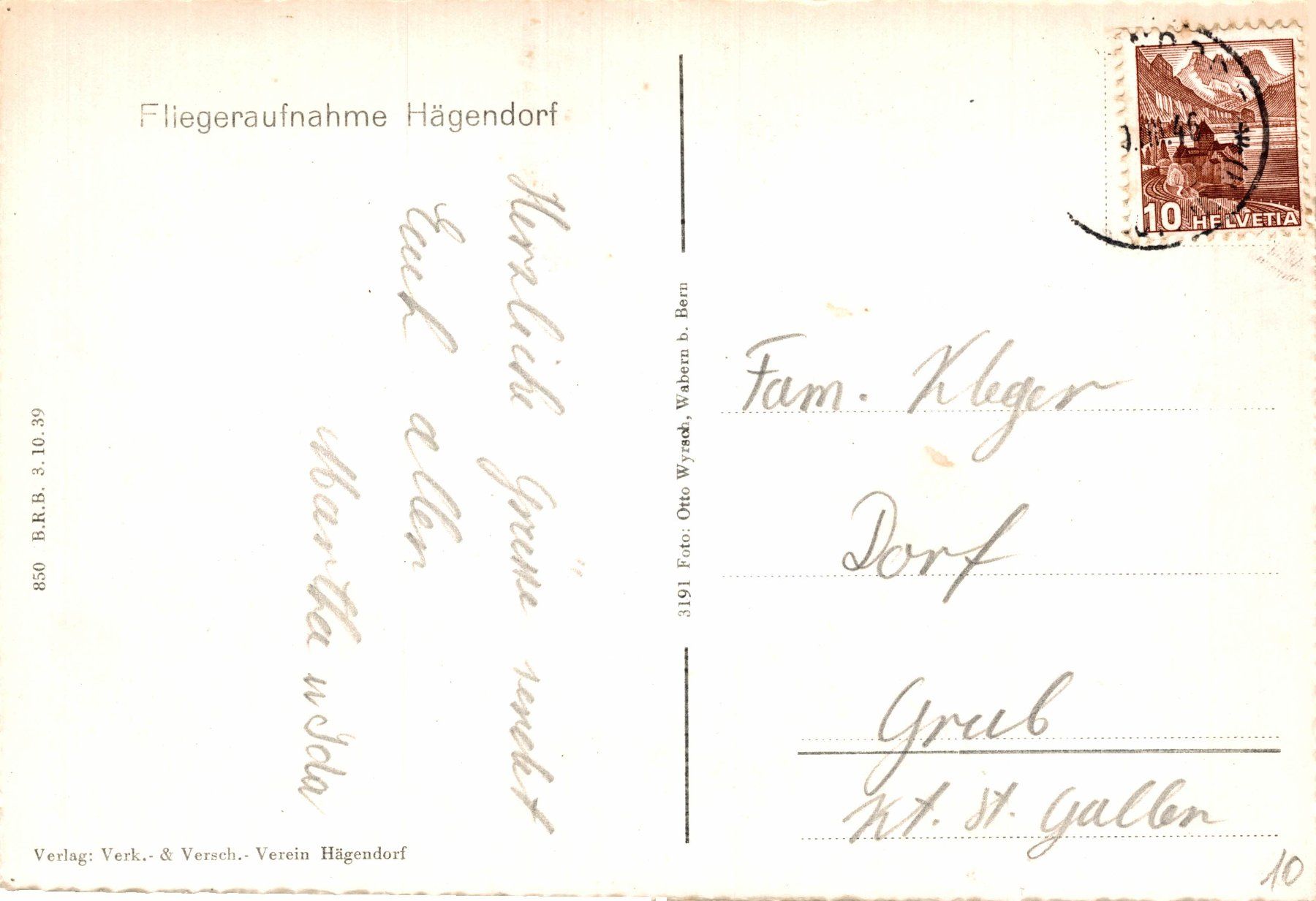 Cartes postales: Fliegeraufnahme Hägendorf – D'occasion à Bronschhofen par Astore 1