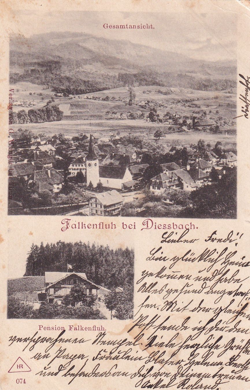 Ansichtskarten: Falkenfluh bei Diessbach  1899 – Gebraucht aus Cormoret von Pascalll2001