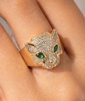 Anello Pantera in acciaio dorato
