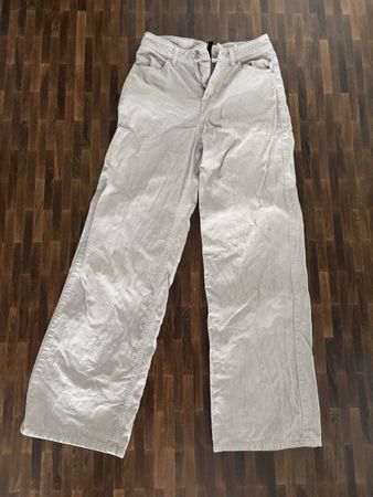 H&M Divided Light Beige Corduroy Wide Leg Trousers 