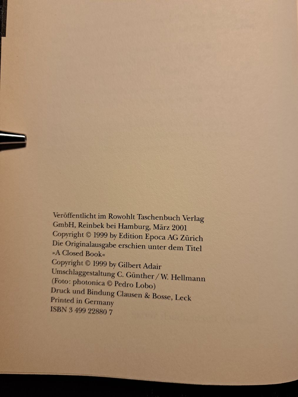 Libri: Blindband / Gilbert Adair / Roman – Usato da Ottenbach venduto da Rasenmaeeher 4