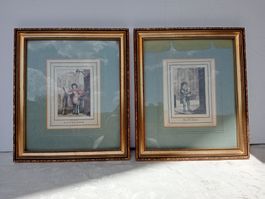 2er Set alte Kupferstiche Holz-Goldrahmen R.Phillips 1804