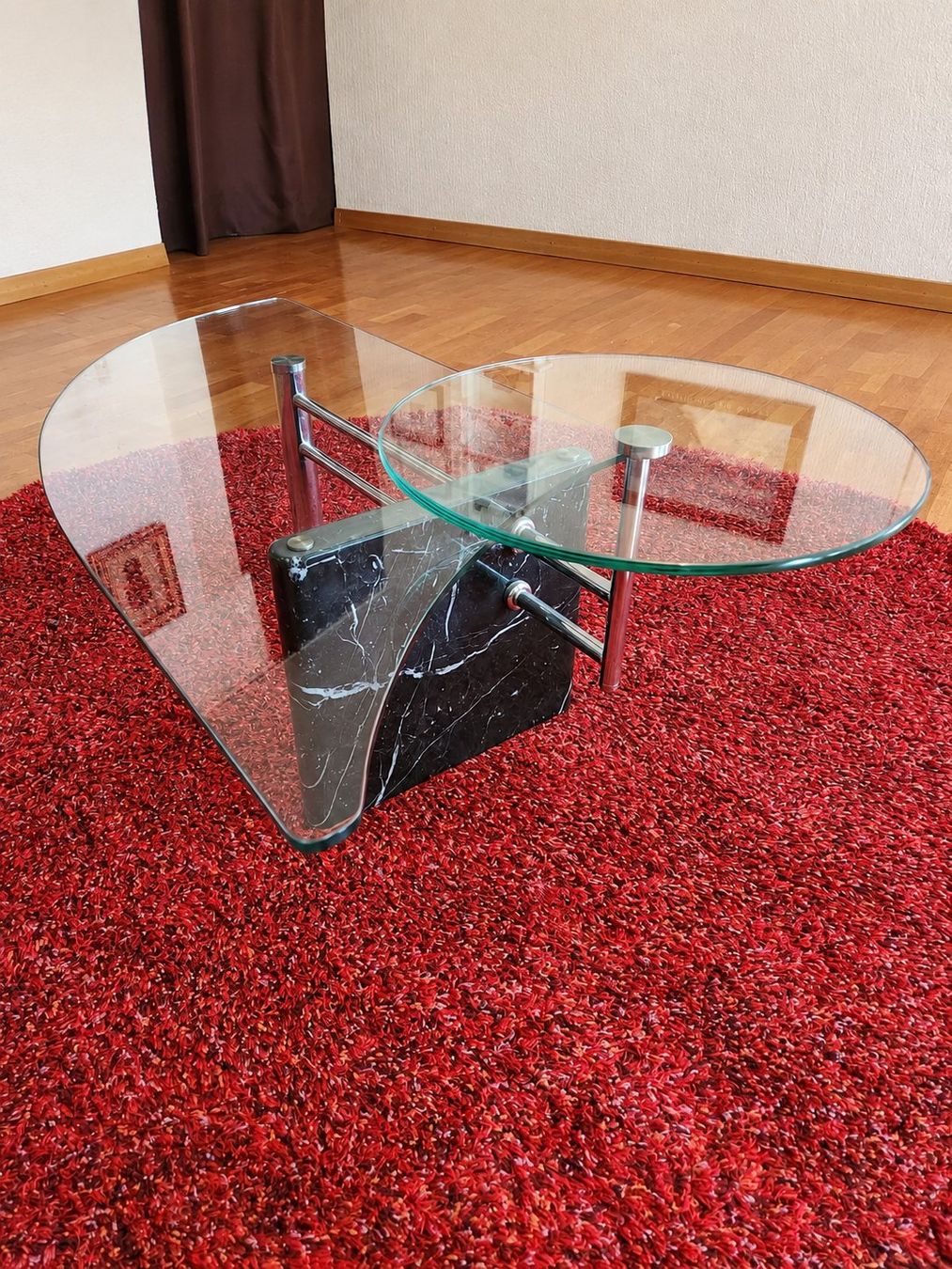 Pfister Tavoli: Table basse design en verre et marbre noir – Usato da Onex venduto da Pascalito_01 2