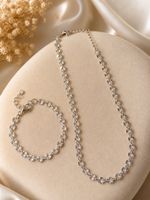 🤍 Collier + bracelet argentés à motifs brillants – NEUFS 🤍