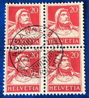 4 er Block Nr.174  Tellbrustbild mit Vollstempel Lausanne
