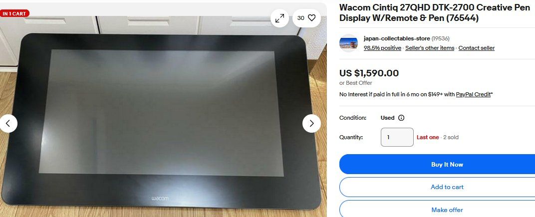 Wacom Tablet PC: WACOM Cintiq 27QHD – Usato da Collonges venduto da arashee 8