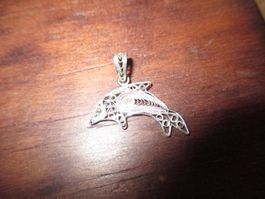 ANHÄNGER FILIGRANER DELPHIN AUS NACHLASS 925 SILBER