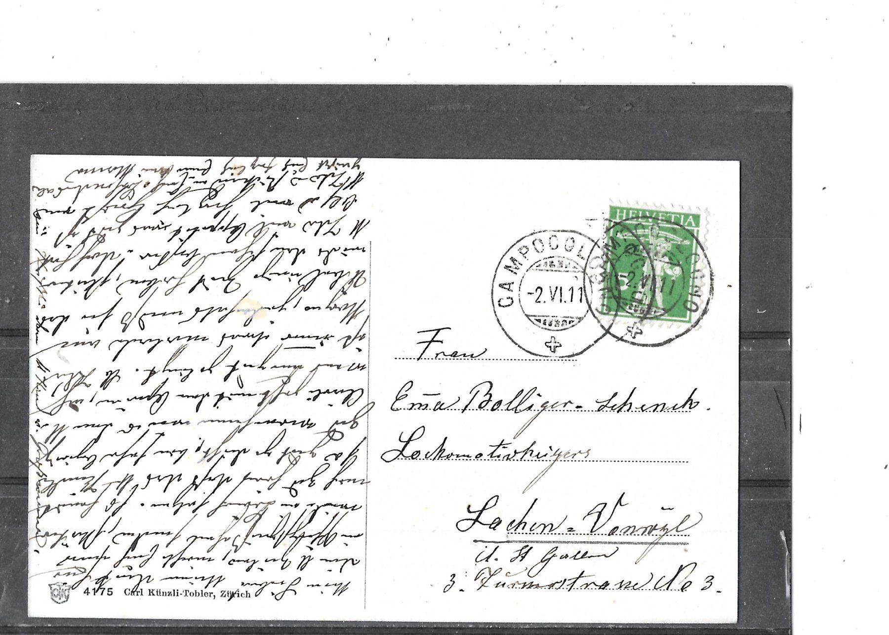 Cartoline postali: GR Campocologno 1911 – Usato da Schocherswil venduto da Wilare 1