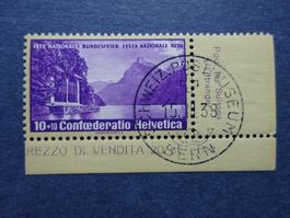 1938 Pro Patria B1z Bogenecke mit glasklarem Vollstempel