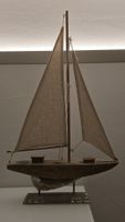Deko Segelschiff Holz Natur Stoff Segel sehr guter Zustand