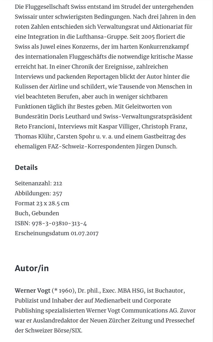 Libri: Buch: SWISS - Die Airline der Schweiz – Nuovo e nell'imballaggio originale da Ostermundigen venduto da airline-trolley 2