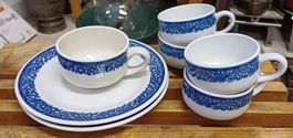 Swisse Langenthal 73 / 67 Tassen und Teller mit blaue Blume
