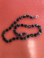 Elegant Black Stone Beaded Necklace Schwarz Naturstein Kette