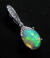 Äthiopischer Opal Silber 925 Anhänger mit Zirkonias