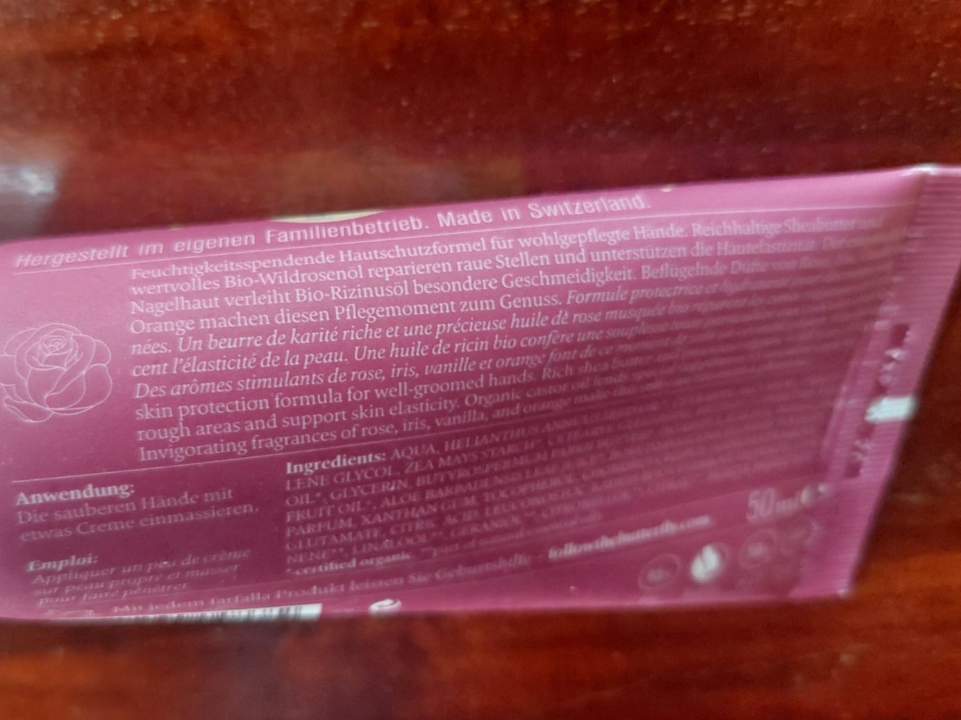 Farfalla Feuchtigkeitspflege: Farfalla Handcreme Hippie Rose 50ml – Neu und originalverpackt aus Beckenried von Havacola 3