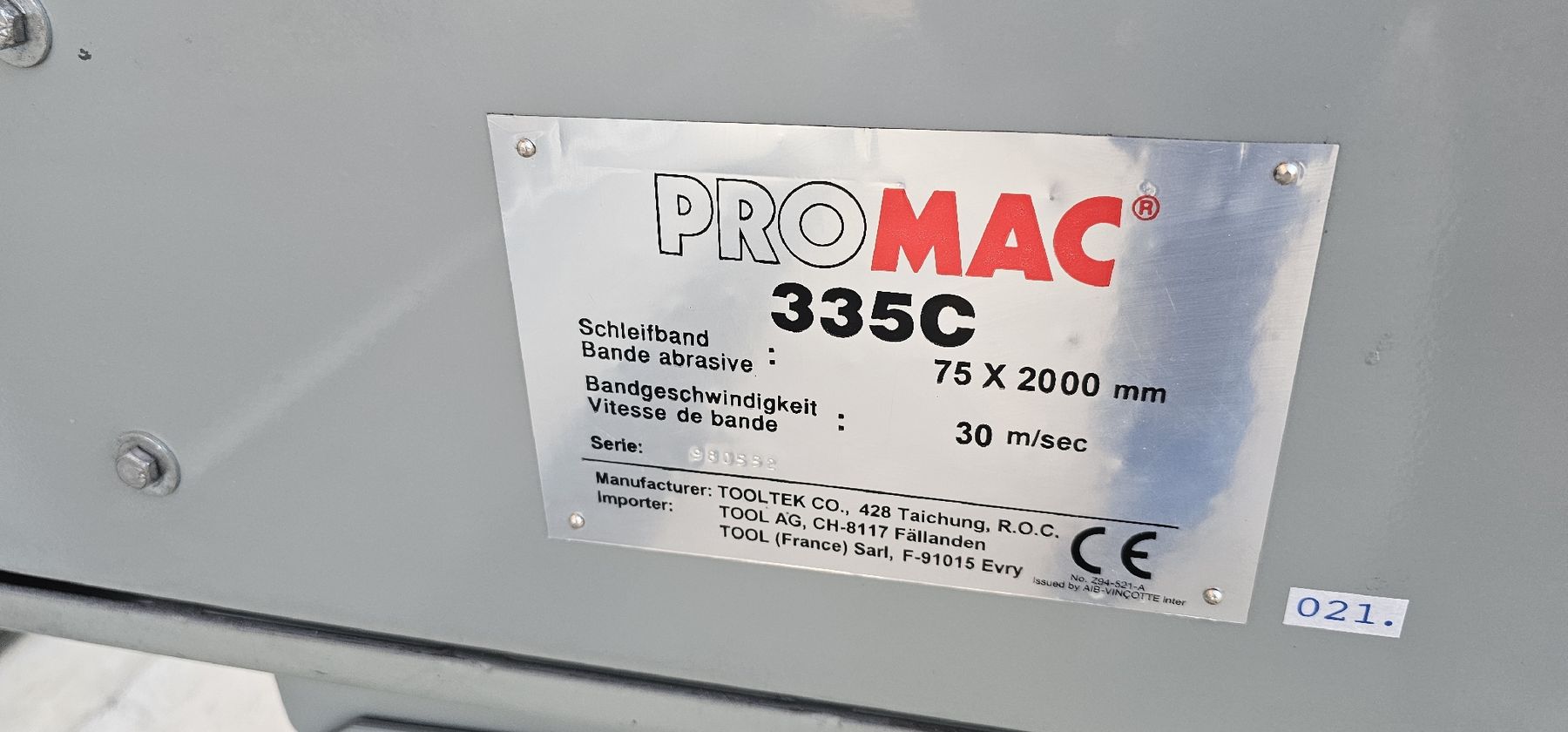 Promac Schleifen & Polieren: ProMac 335C Bandschleifmaschine – Gebraucht aus Emmenbrücke von inf_l8yf 6