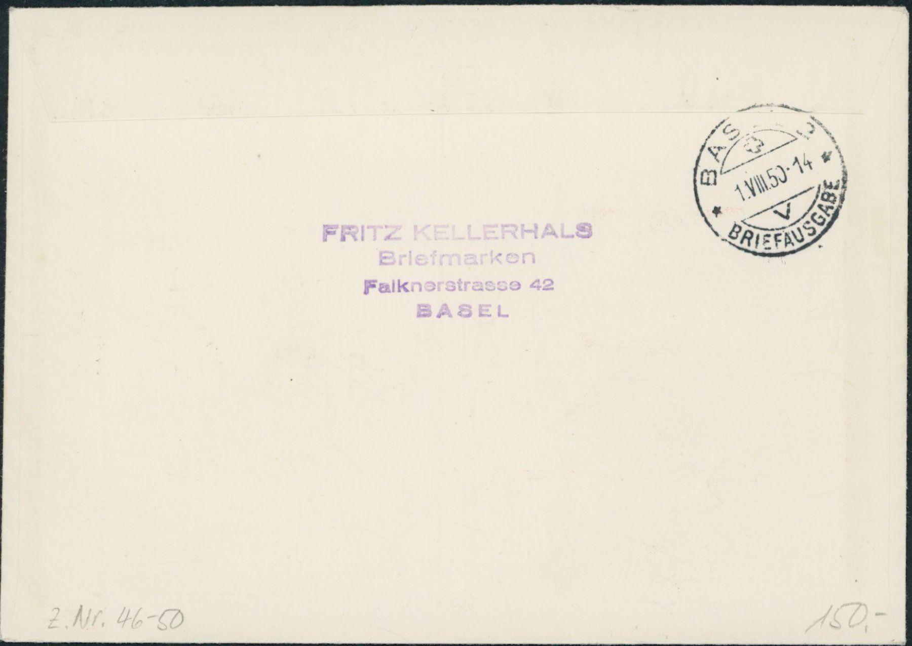 Alle Briefmarken: 1950 - Pro Patria - Bundesfeier - Satzbrief - 1. August – Gebraucht aus Schindellegi von leecollect 1