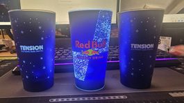 3 Becher Red Bull zwei mit TENSION Aufdruck