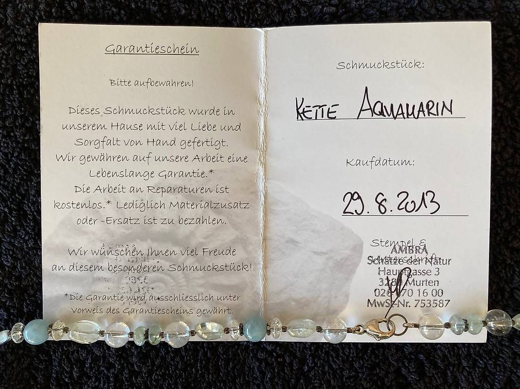 Catenine: Aquamarin- Kristall Kette – Usato da Luzern venduto da sarafina2 1