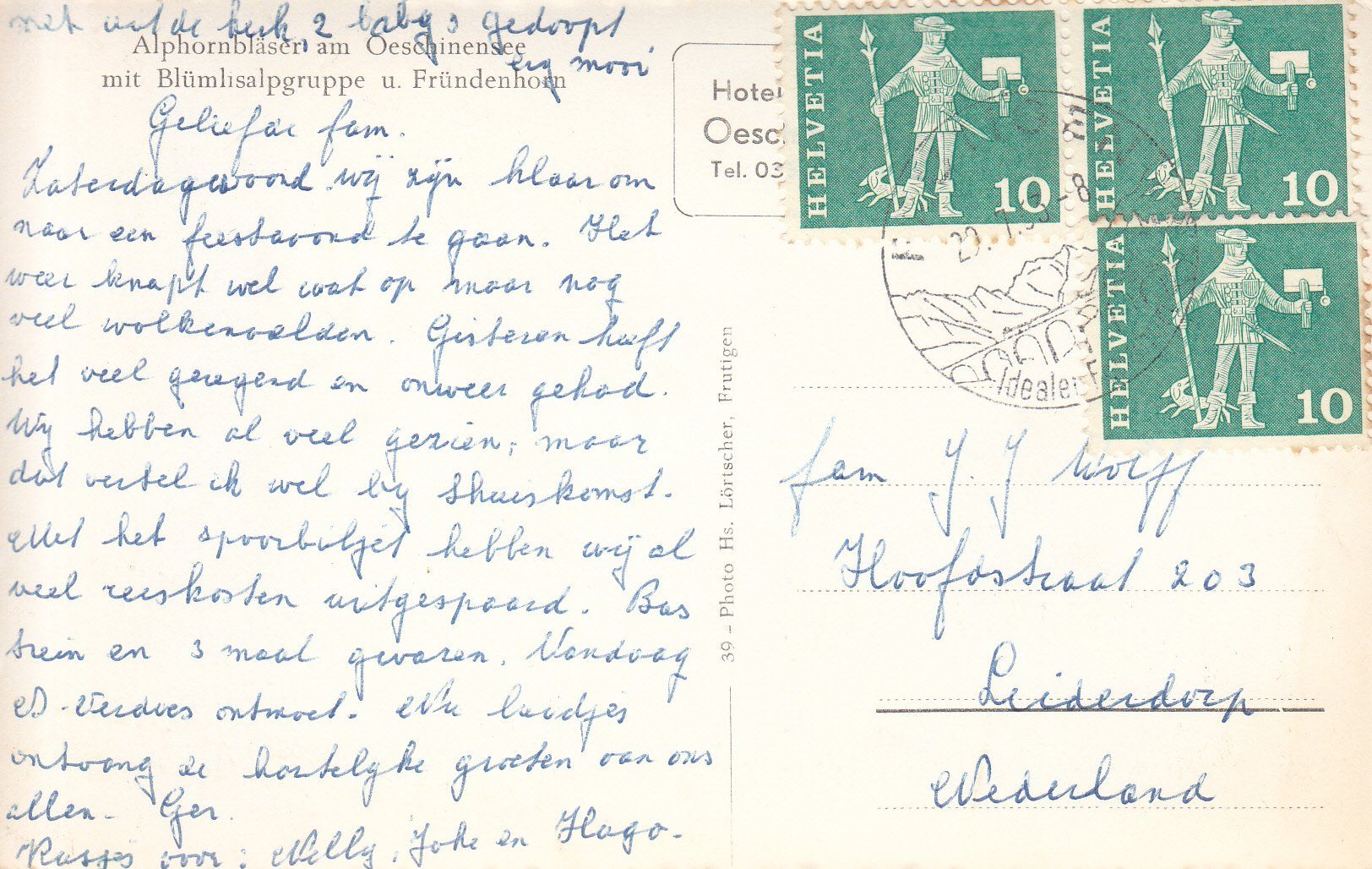 Cartoline postali: Oeschinensee 1963 – Usato da Bürglen TG venduto da StampGraf 1