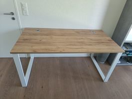 Schreibtisch Holzoptik, Top Zustand, Gestell Weiss
