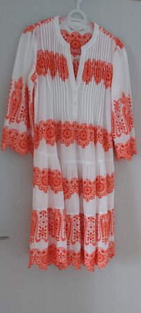 Angoor Sommerkleid, Gr. 38, weiss-orange, 100% Baumwolle.
