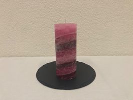 Kerze ca. 8x20cm, ca. 850g, rosa marmoriert Raureif