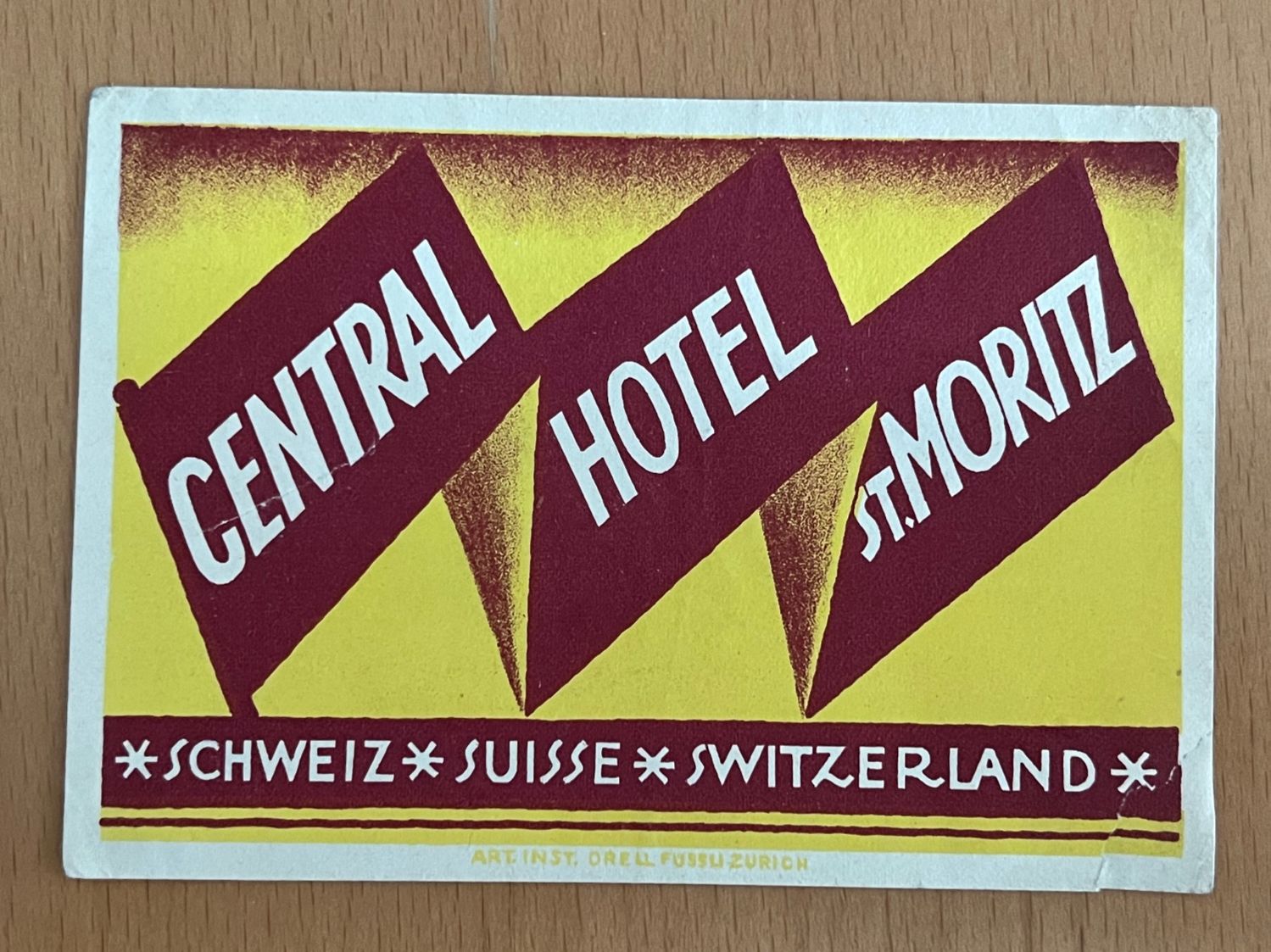 Vignette / Kofferaufkleber / Label Central Hotel St. Moritz (Gebraucht ...