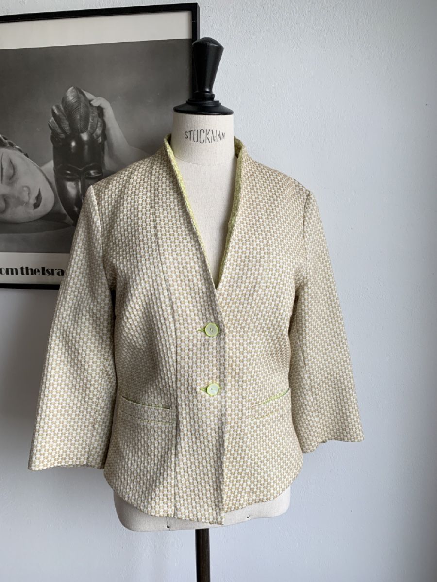 Eva & Claudi Giacche: EVA & CLAUDI: Gelb gemusterter Blazer, 38 – Nuovo (secondo la descrizione) da Luzern venduto da designluzern 5