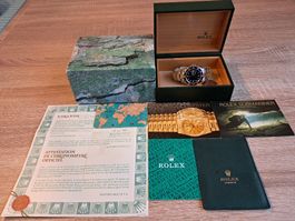 Rolex Submariner Date Stahl Gold blau mit Box Zertifikat
