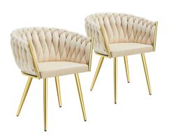 2er Set Esszimmerstuhl Astano sandfarben/gold