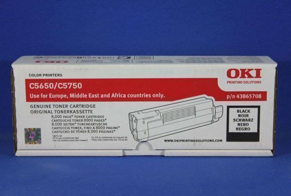 Oki Cartucce per stampanti & toner: Original Oki C5650, Oki C5750 black Toner, 43865708 – Nuovo e nell'imballaggio originale da Glattbrugg venduto da copytron