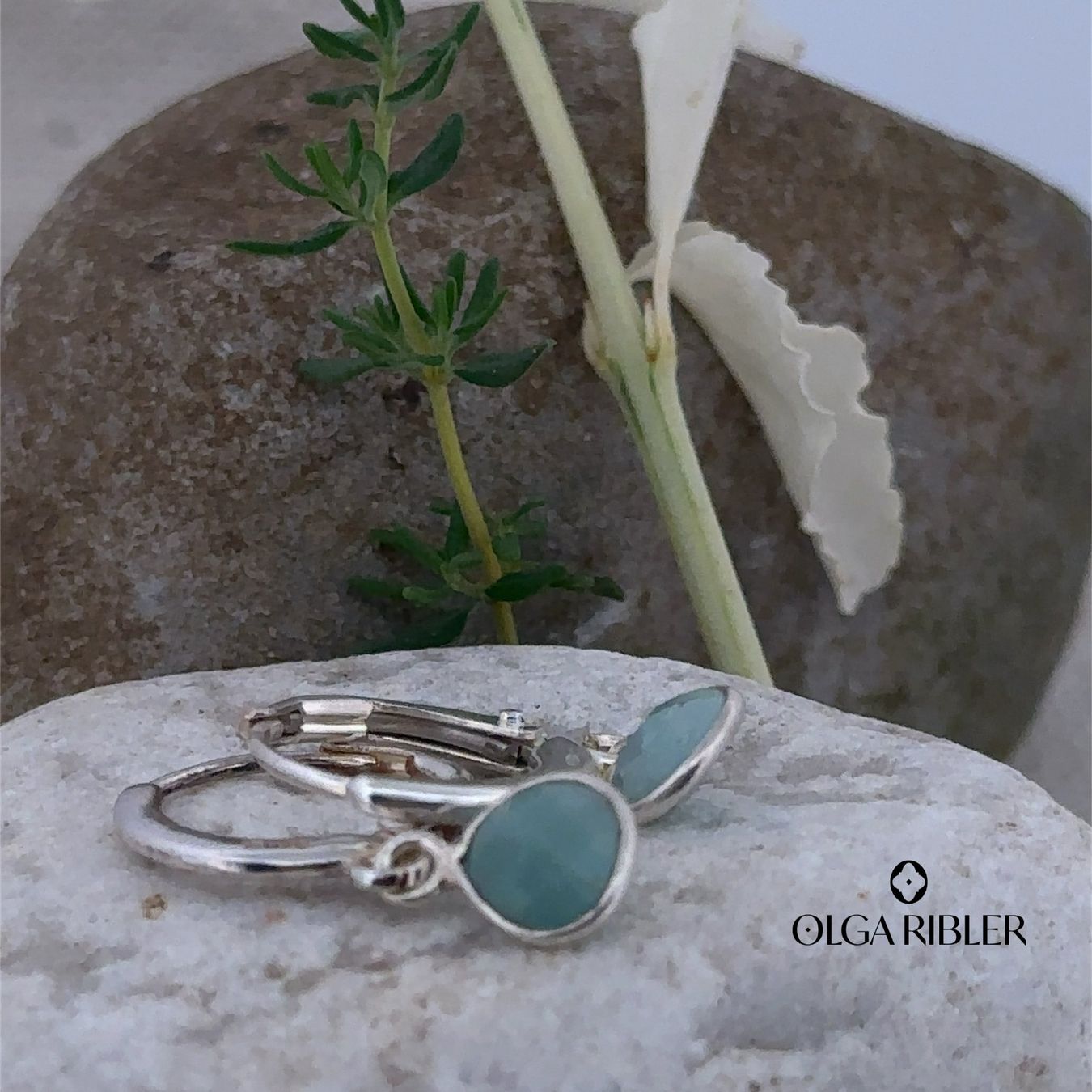 Olga Ribler Orecchini pendenti & Orecchini a lobo: Sterling Silber 925 Creolen mit Amazonite – Nuovo (secondo la descrizione) da Luzern venduto da Schmuckoutlet 3