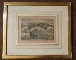 Kolorierte Stahlstich Wäggis und der Rigi