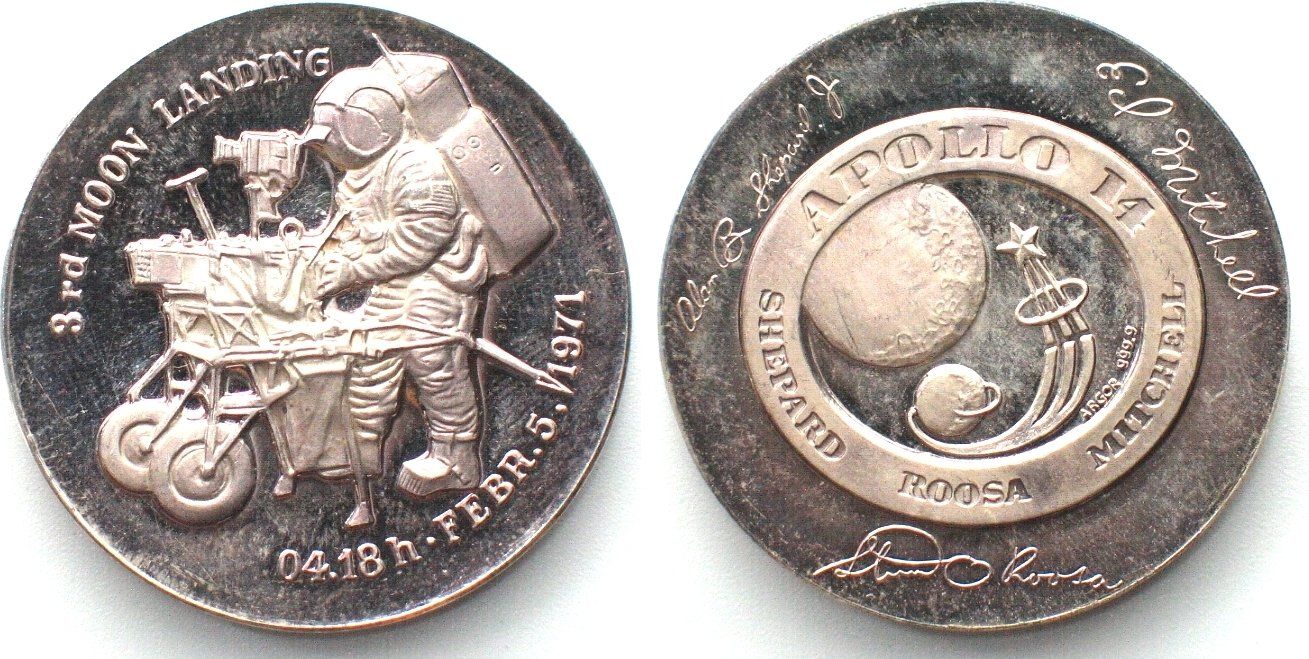 Medaglie: APOLLO 14 - 3RD MOON LANDING 1971 Silber PP – Usato da Riehen venduto da sesambestcoins2004