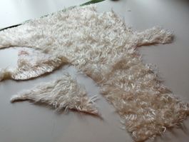 Kunstfell Stoffreste weiss langhaarig Bastelmaterial