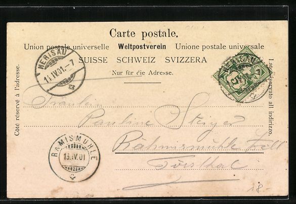 Cartoline postali: AK Herisau, Teilansicht mit Bergblick – Usato da Berlin venduto da bartko-reher 1