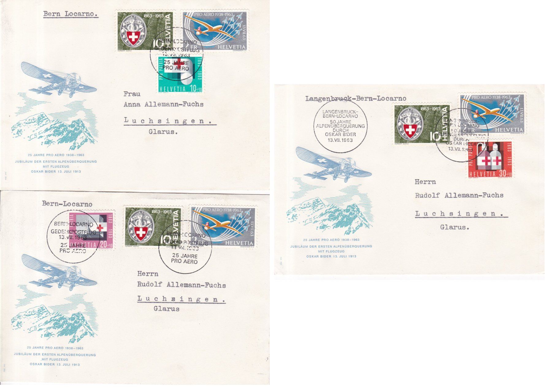 Alle Briefmarken: CH Flugpost Briefmarken & 6 Briefe ab 1923 – Gebraucht aus Münchwilen AG von Nesar 3