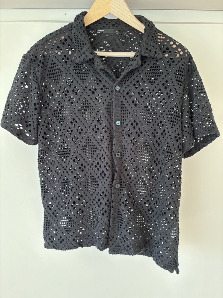 Hemden: Men's Crochet Shirt - Size S - Black – Neu (gemäss Beschreibung) aus Zürich von Grothschild