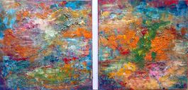 2 Acrylbilder auf Leinwand 40x40 cm,  2 Stk Dypthich!