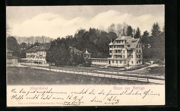 Cartes postales: Herisau, Heinrichsbad mit Strassenpartie – D'occasion à Berlin par bartko-reher