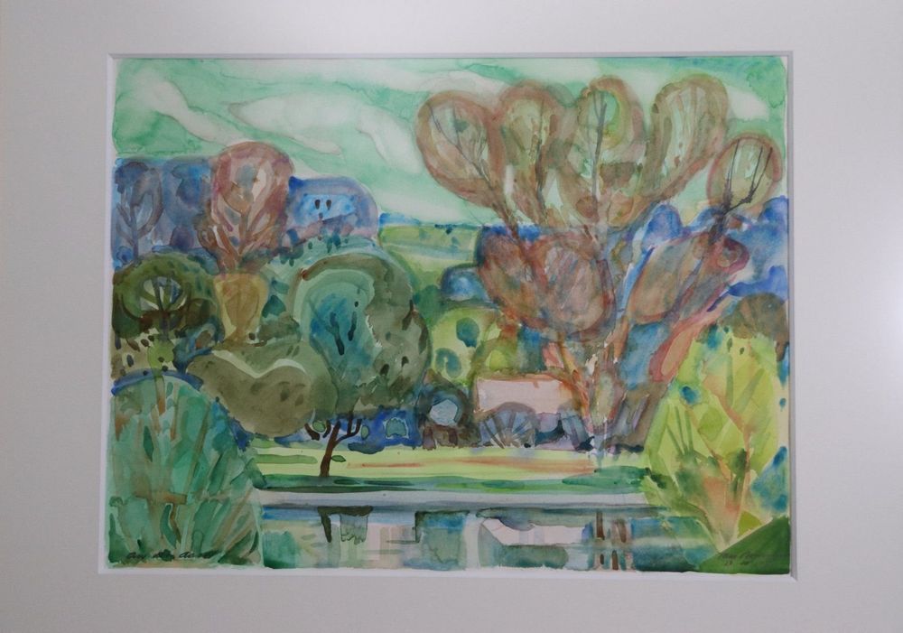 Dipinti: Max Brunner, grosses Aquarell "an der Aare" signiert v. 1976 – Usato da Zug venduto da Kunst-Fundgrube 9