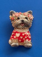 Luxus Elegante  Brosche Hund 🐕 Farbe: Gold/ Rot