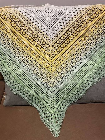 HANDMADE Schultertuch, Dreieckstuch, Schal in Grün Gelb