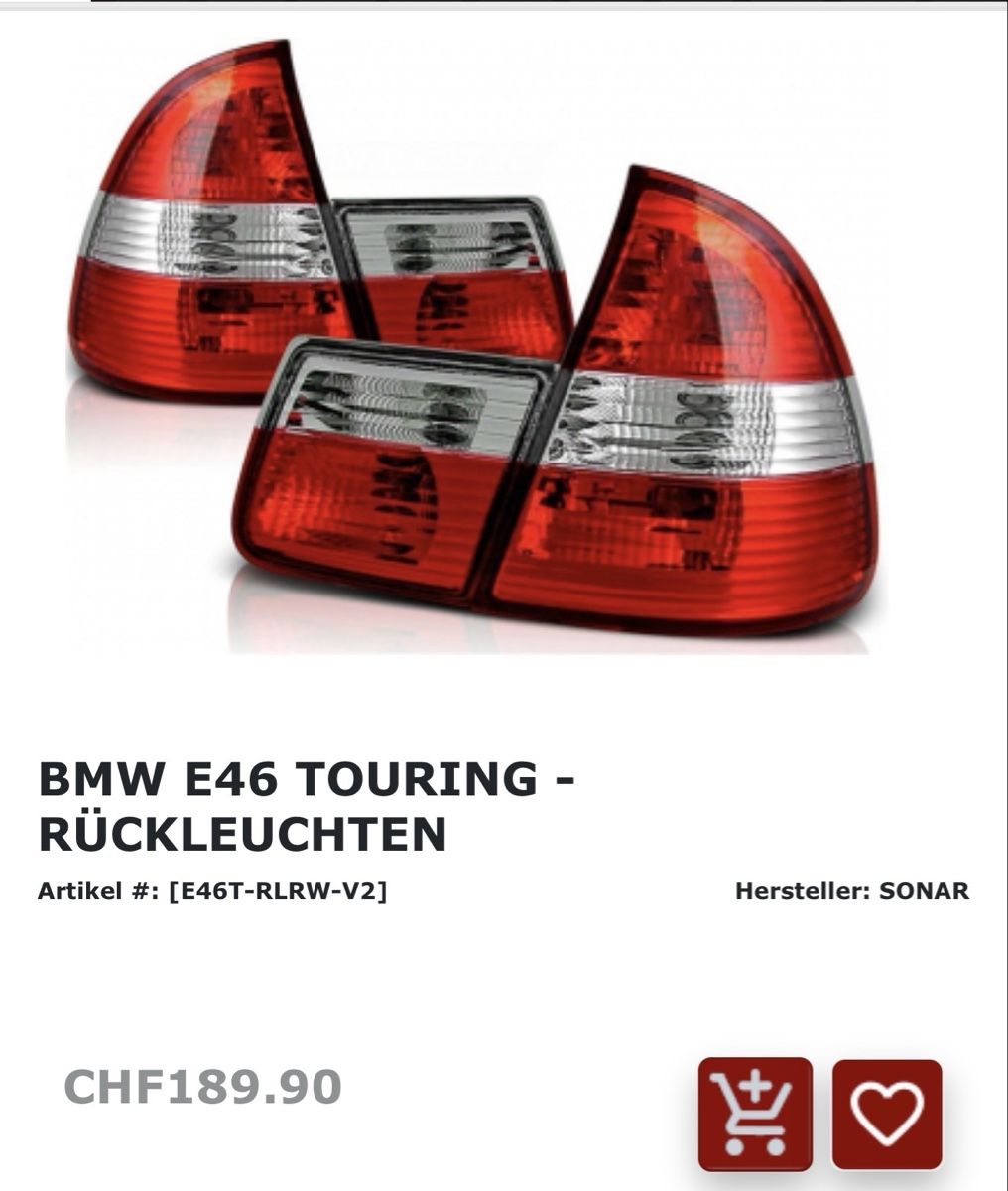 BMW Tutti pezzi di ricambio auto: BMW E46 Touring Klarglas Heckleuchten – Usato da Untervaz venduto da maellen 2