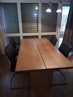 Esstisch mit 4 Lederstühlen Holz Metall gebraucht