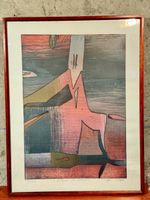 Vintage 1990 Abstract litography Framed Art "Plaid zu Plaide