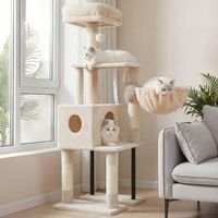 Kratzbaum 125cm Höhle Sitzstange Sprungplattform Beige