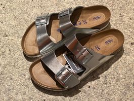 Birkenstock Arizona silber, Leder, Gr. 41