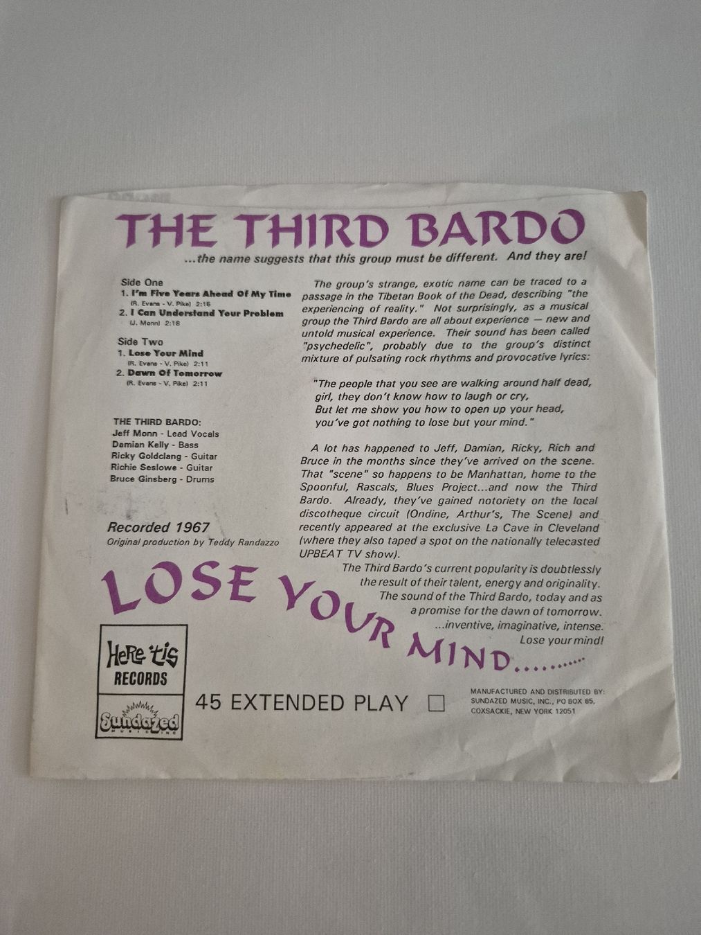Dischi in vinile: The Third Bardo-  Lose Your Mind ...Single 7  – Usato da Uster venduto da newwave0 1